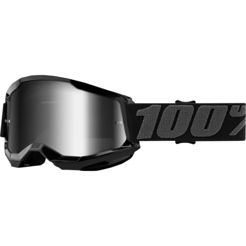 Goggles MX 100% Strata 2 black silver mirror lens Goggles MX 100% Strata 2 black silver mirror lens