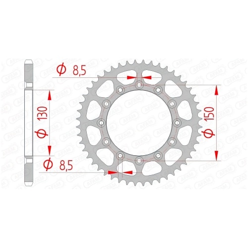 Aizmugurējā sprocket Afam tērauda pašattīrošā 50 zobu Yamaha YZ / YZF Aizmugurējā sprocket Afam tērauda pašattīrošā 50 zobu Yamaha YZ / YZF