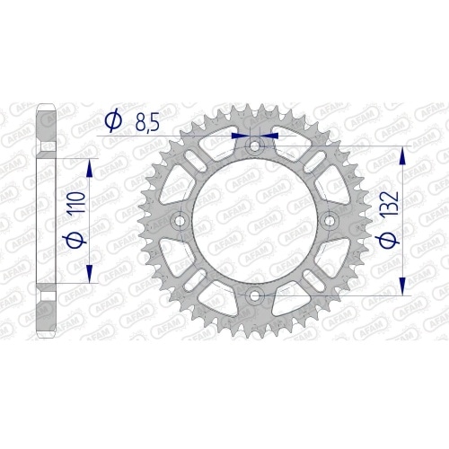 Rear Sprocket Afam aluminium self-cleaning 428 / 46 teeth SX / TC 85 Rear Sprocket Afam aluminium self-cleaning 428 / 46 teeth SX / TC 85