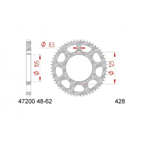 Ķēdes komplekts AFAM 14x50 Yamaha XT 125 R pēc 2005 gada Ķēdes komplekts AFAM 14x50 Yamaha XT 125 R pēc 2005 gada