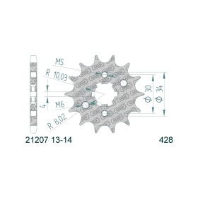 Ķēdes komplekts AFAM 14x50 Yamaha XT 125 R pēc 2005 gada