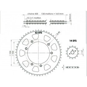 Chain Kit AFAM reinforced 14×53 (size=420) Derbi Senda DRD after 2002