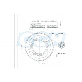 Chain Kit AFAM 12×51 420 Beta 50 RR 2002 – 2005