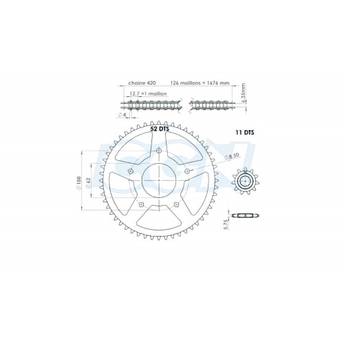Chain Kit AFAM 11×52 420 Rieju MRT / Street Evo after 2011 Chain Kit AFAM 11×52 420 Rieju MRT / Street Evo after 2011