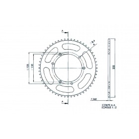 Aizmugurējā riteņa zobrats 56 zobi - 428 Afam 6 caurumi d.110mm Sherco Enduro 50