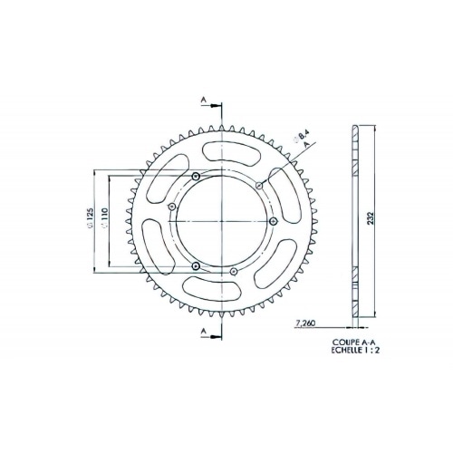 Aizmugurējā riteņa zobrats 56 zobi - 428 Afam 6 caurumi d.110mm Sherco Enduro 50 Aizmugurējā riteņa zobrats 56 zobi - 428 Afam 6 caurumi d.110mm Sherco Enduro 50