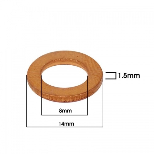 Washers / Copper Gaskets M8x14x1,50mm (12 pcs.) Washers / Copper Gaskets M8x14x1,50mm (12 pcs.)