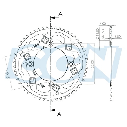 Ķēdes zobrats / ķēdes gredzens bimetāla sarkans 50 zobu - 420 Conti Beta RR Ķēdes zobrats / ķēdes gredzens bimetāla sarkans 50 zobu - 420 Conti Beta RR