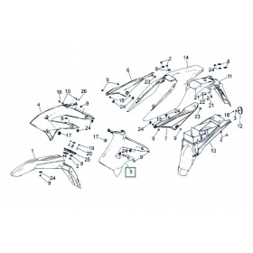 Radiatora vāks kreisais balts Derbi Senda DRD X-Treme pēc 2010 gada