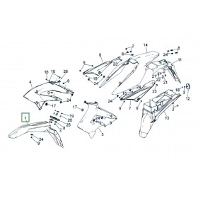 Priekšējais dubļusargs balts Derbi Senda DRD X-Treme pēc 2010 gada