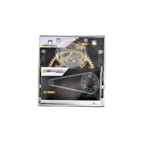 Ķēdes komplekts alumīnija zelta 14x53 - 420 Doppler Derbi Senda X-treme Ķēdes komplekts alumīnija zelta 14x53 - 420 Doppler Derbi Senda X-treme