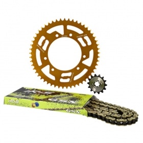 Chain Kit aluminium gold 14×53 – 420 Doppler Derbi Senda X-treme