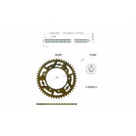 Chain Kit aluminium gold 13×53 – 420 Doppler Rieju MRT