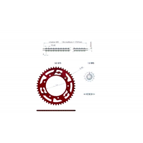 Chain Kit aluminium red 13×53 – 420 Doppler MBK X-Limit / XP7 Chain Kit aluminium red 13×53 – 420 Doppler MBK X-Limit / XP7