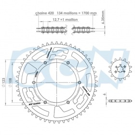 Chain Kit aluminium red 14×53 – 420 Doppler Derbi GPR / Aprilia RS4