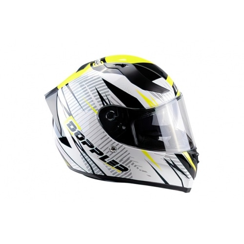 Pilna sejas ķivere ar dubulto vizieri Doppler V2 balta / dzeltena / melna L Pilna sejas ķivere ar dubulto vizieri Doppler V2 balta / dzeltena / melna L