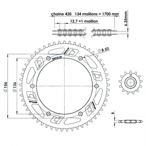 Chain Kit 13x53 aluminum - 420 Doppler Fantic XM/XE red Chain Kit 13x53 aluminum - 420 Doppler Fantic XM/XE red