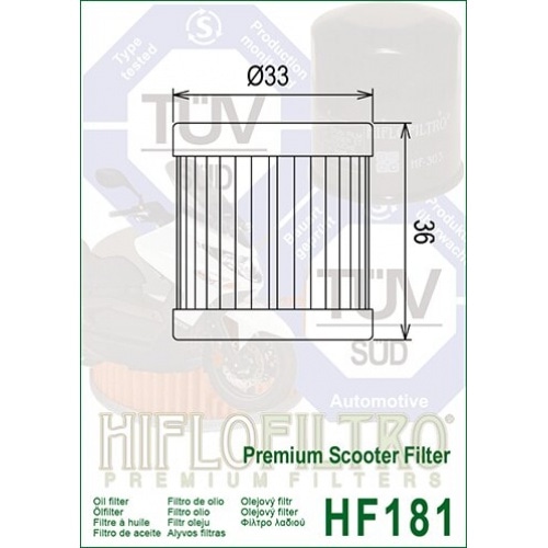 Eļļas filtrs Hiflofiltro HF181 Habana 125cc / Piaggio Vespa 125cc ET4 Eļļas filtrs Hiflofiltro HF181 Habana 125cc / Piaggio Vespa 125cc ET4