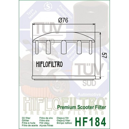 Eļļas filtrs Hiflofiltro HF184 Piaggio MP3 400cc / Gilera 500cc Fuoco Eļļas filtrs Hiflofiltro HF184 Piaggio MP3 400cc / Gilera 500cc Fuoco