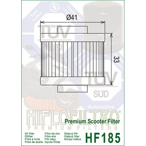 Eļļas filtrs Hiflofiltro HF185 Aprilia Scarabeo 125-200cc / Peugeot Elystar Eļļas filtrs Hiflofiltro HF185 Aprilia Scarabeo 125-200cc / Peugeot Elystar