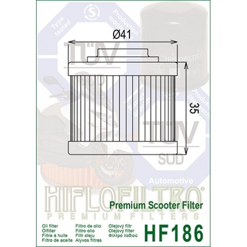 Eļļas filtrs Hiflofiltro HF186 Aprilia Scarabeo / 200cc Light / Neto Eļļas filtrs Hiflofiltro HF186 Aprilia Scarabeo / 200cc Light / Neto