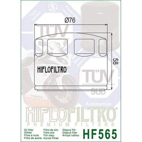 Eļļas filtrs Hiflofiltro HF565 Gilera GP 800cc / Aprilia 850cc SRV Eļļas filtrs Hiflofiltro HF565 Gilera GP 800cc / Aprilia 850cc SRV