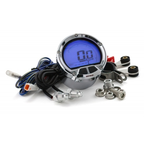 Koso Tachometer LCD DL-02R d=55mm round / chrome / blue lighting Koso Tachometer LCD DL-02R d=55mm round / chrome / blue lighting