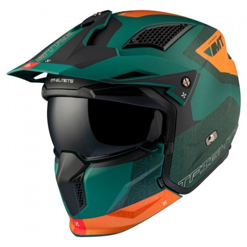 Flip-Up Helmet MT Helmets Streetfighter SV S Totem green / orange Flip-Up Helmet MT Helmets Streetfighter SV S Totem green / orange
