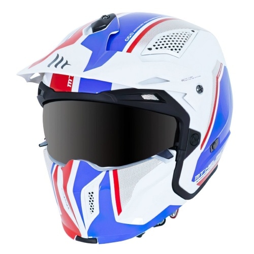 Trials Helmet MT Streetfighter SV Twin glossy white / blue / red XS Trials Helmet MT Streetfighter SV Twin glossy white / blue / red XS