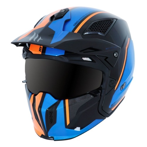 Trials ķivere MT Streetfighter SV Twin spīdīga nero / blue / orange S Trials ķivere MT Streetfighter SV Twin spīdīga nero / blue / orange S