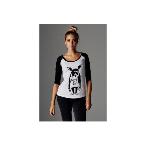T-Shirt Brandalised - Banksy´s Graffiti Ape Raglan Ladies white/black T-Shirt Brandalised - Banksy´s Graffiti Ape Raglan Ladies white/black