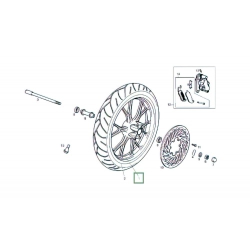 Front Wheel / Rim - original Derbi Senda DRD SM X-Treme after 2010 Front Wheel / Rim - original Derbi Senda DRD SM X-Treme after 2010