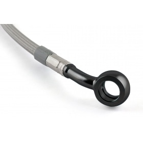 Bremžu vads Motacc aizmugurējais nerūsējošais tērauds / melns banjo savienojums MBK Nitro / Aerox