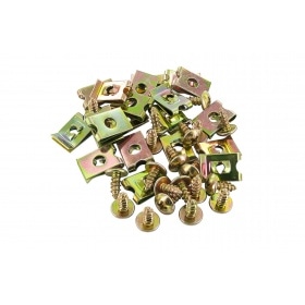 Aizmugurējā pārsega skrūves + klipsas, ar spire klipšiem, M4x10 (20 gab.), universālas