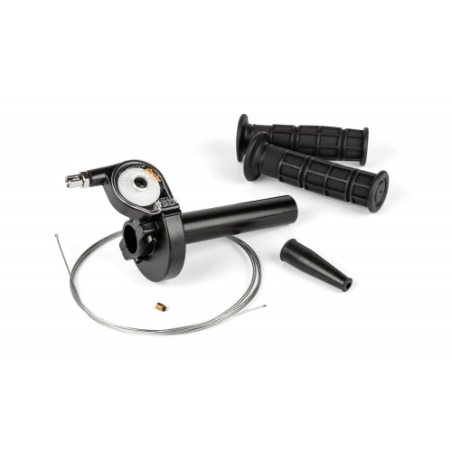 Ātrās darbības droseles rokturis ar rokturiem un droseles trosi universāls, melns Ātrās darbības droseles rokturis ar rokturiem un droseles trosi universāls, melns