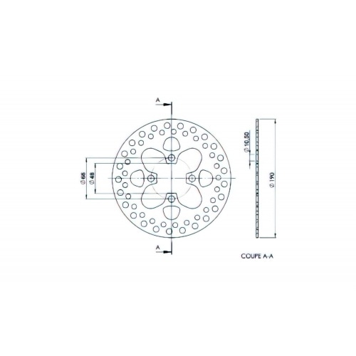 Brake Disc d=190mm – 4 holes NG MBK Stunt / Slider Brake Disc d=190mm – 4 holes NG MBK Stunt / Slider