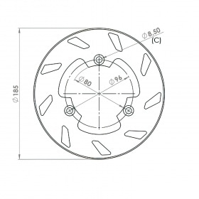 Bremžu disks aizmugurējais 185mm NG bremžu disks Rieju Spike