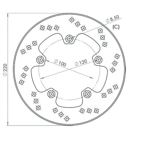 Brake Disc rear 220mm NG Brake Disc Aprilia RS 99′ Brake Disc rear 220mm NG Brake Disc Aprilia RS 99′