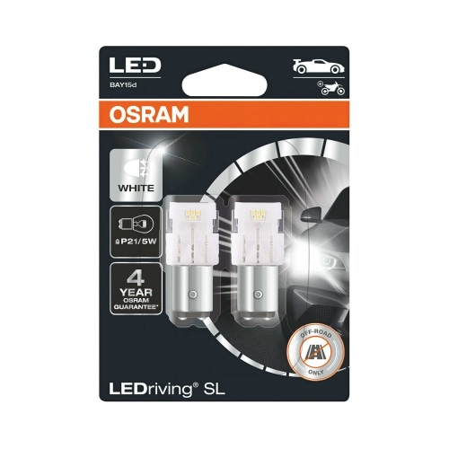 Spuldze LED P21/5W 12V - 2W BAY15D Osram LED apgaismojums balta 6000K (X2) Spuldze LED P21/5W 12V - 2W BAY15D Osram LED apgaismojums balta 6000K (X2)