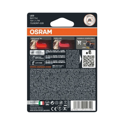Лампа LED P21/5W 12V - 1,4W BAY15D Osram LEDriving красная (X2) Лампа LED P21/5W 12V - 1,4W BAY15D Osram LEDriving красная (X2)