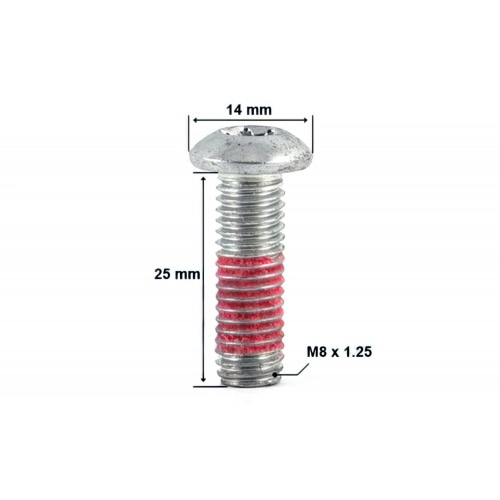 Screw f. brake disc lens head M8 x 1.25 x 25mm Peugeot Screw f. brake disc lens head M8 x 1.25 x 25mm Peugeot