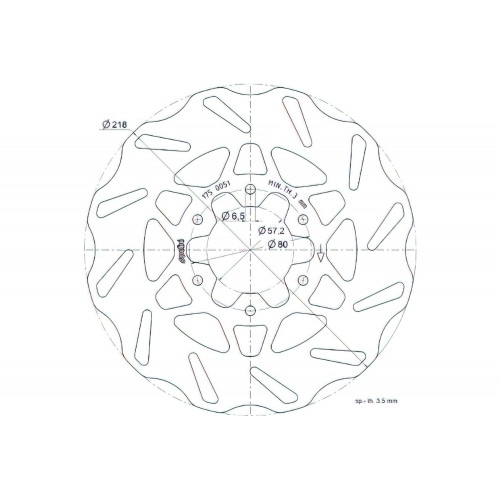 Bremžu disks 218mm ar 6 caurumiem Polini Derbi X-Treme / SMT Bremžu disks 218mm ar 6 caurumiem Polini Derbi X-Treme / SMT