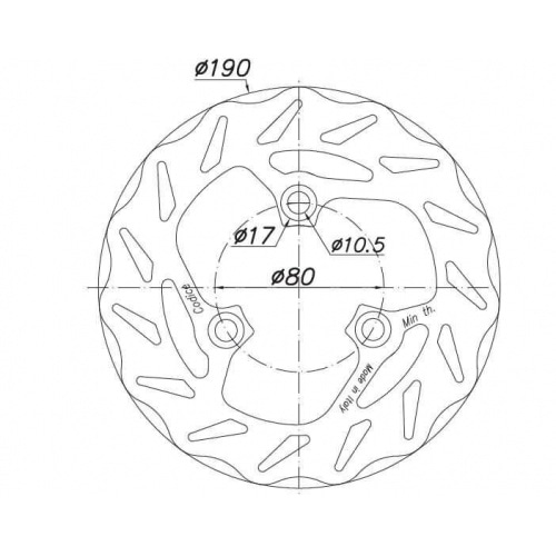 Brake Disc 190mm Polini (Taper Screw) Piaggio / Peugeot Brake Disc 190mm Polini (Taper Screw) Piaggio / Peugeot