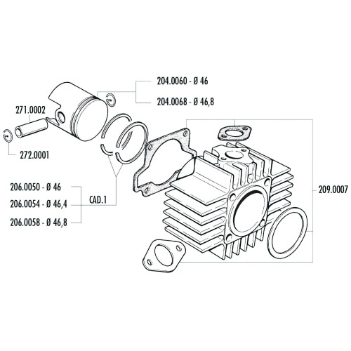 Cylinder Gasket Set Polini Sport 70Cc 46mm Garelli Noi-Matic / Katia 50 Cylinder Gasket Set Polini Sport 70Cc 46mm Garelli Noi-Matic / Katia 50