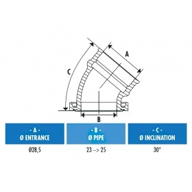 Ieplūdes kolektors Polini 30° regulējams CP 23 - 24mm Derbi