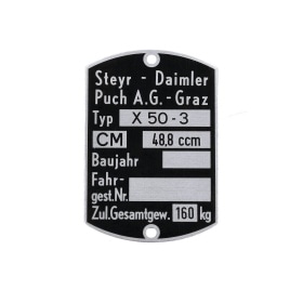 Type Plate Frame 60 x 40mm Puch X 50-3