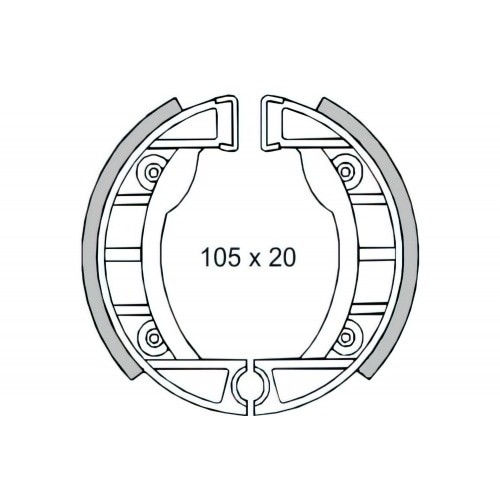 Brake shoes RMS, T11, 125 x 25 Brake shoes RMS, T11, 125 x 25