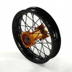 Rear Wheel / Rim aluminium hub CNC 15mm axle – 12'' Volt Racing Pit Bike / Dirt Bike gold