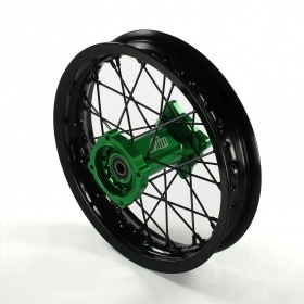 Rear Wheel / Rim aluminium hub CNC 15mm axle – 12'' Volt Racing Pit Bike / Dirt Bike green