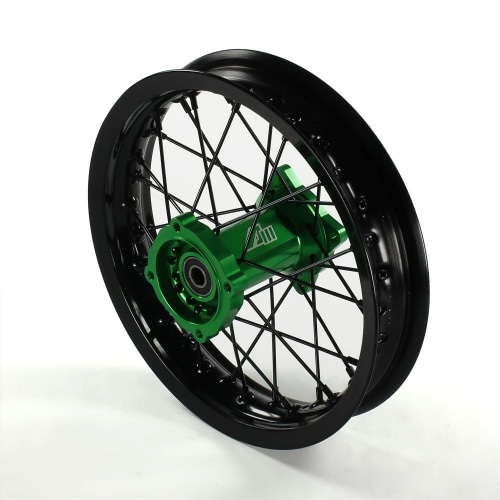 Rear Wheel / Rim aluminium hub CNC 15mm axle – 12'' Volt Racing Pit Bike / Dirt Bike green Rear Wheel / Rim aluminium hub CNC 15mm axle – 12'' Volt Racing Pit Bike / Dirt Bike green